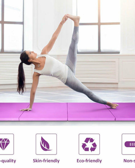 4'x8'x2 Gymnastics Mat, Folding Anti-Tear Gymnastics Panel Mats w/Carrying Handles - Giantexus