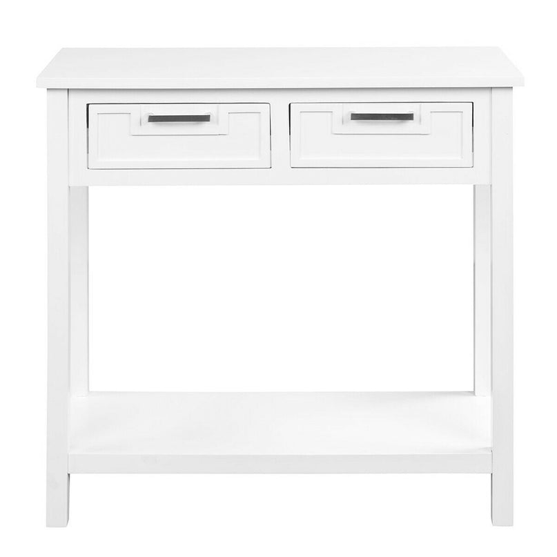 Console Sofa Table with 2 Drawers and Bottom Shelf