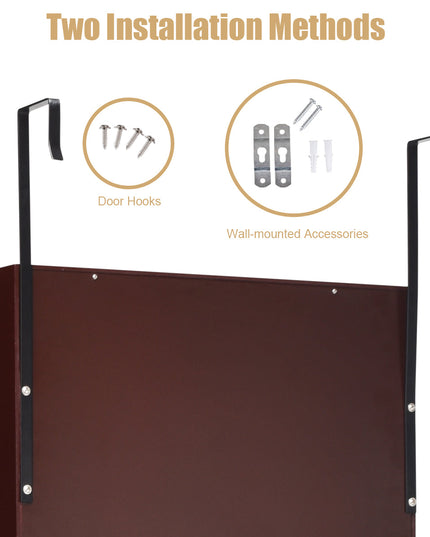 15 LEDs Wall Door Mounted Jewelry Armoire with Mirror - Giantex
