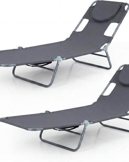 Giantex Folding Tanning Chair with Face Hole& 5-Position Adjustable Backrest (1/2)