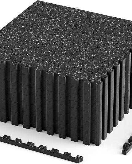 Giantex Interlocking Rubber Gym Floor Mats | 0.55'' Thick 24''x24'' Puzzle Tiles with Border Strips