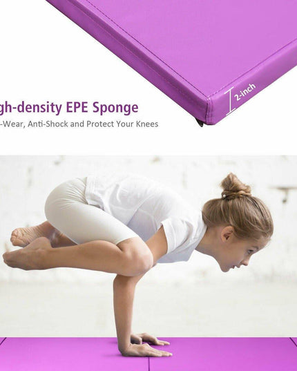 4'x8'x2 Gymnastics Mat, Folding Anti-Tear Gymnastics Panel Mats w/Carrying Handles - Giantexus