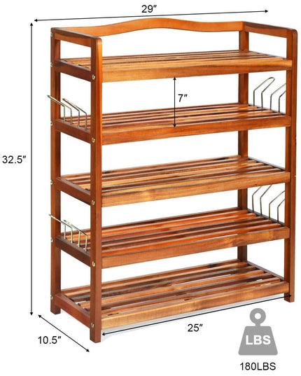 Giantex 5-Tier Wood Shoe Rack Entryway Shoe Shelf Storage Organizer for Hallway, 33"Lx10"Wx32"H