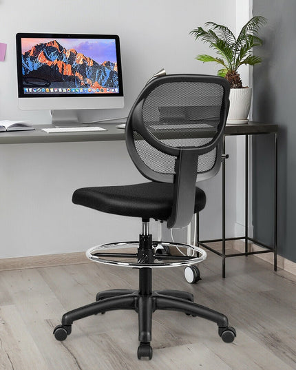 Mesh Drafting Chair, Standing Desk Chair w/Footrest Ring