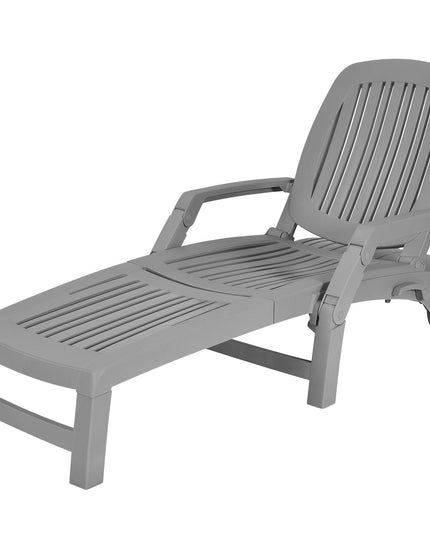 Chaise Lounge Outdoor,Foldable Sun Lounger with Wheels - Giantexus