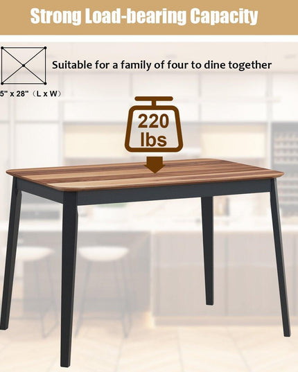 Wood Dining Table, Rectangular Kitchen Table (Walnut & Black) - Giantexus