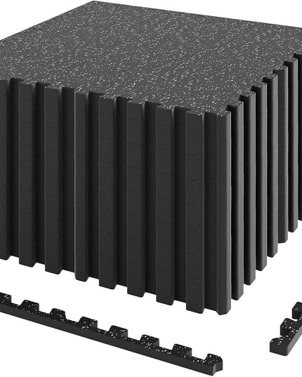 Giantex Interlocking Rubber Gym Floor Mats | 0.55'' Thick 24''x24'' Puzzle Tiles with Border Strips