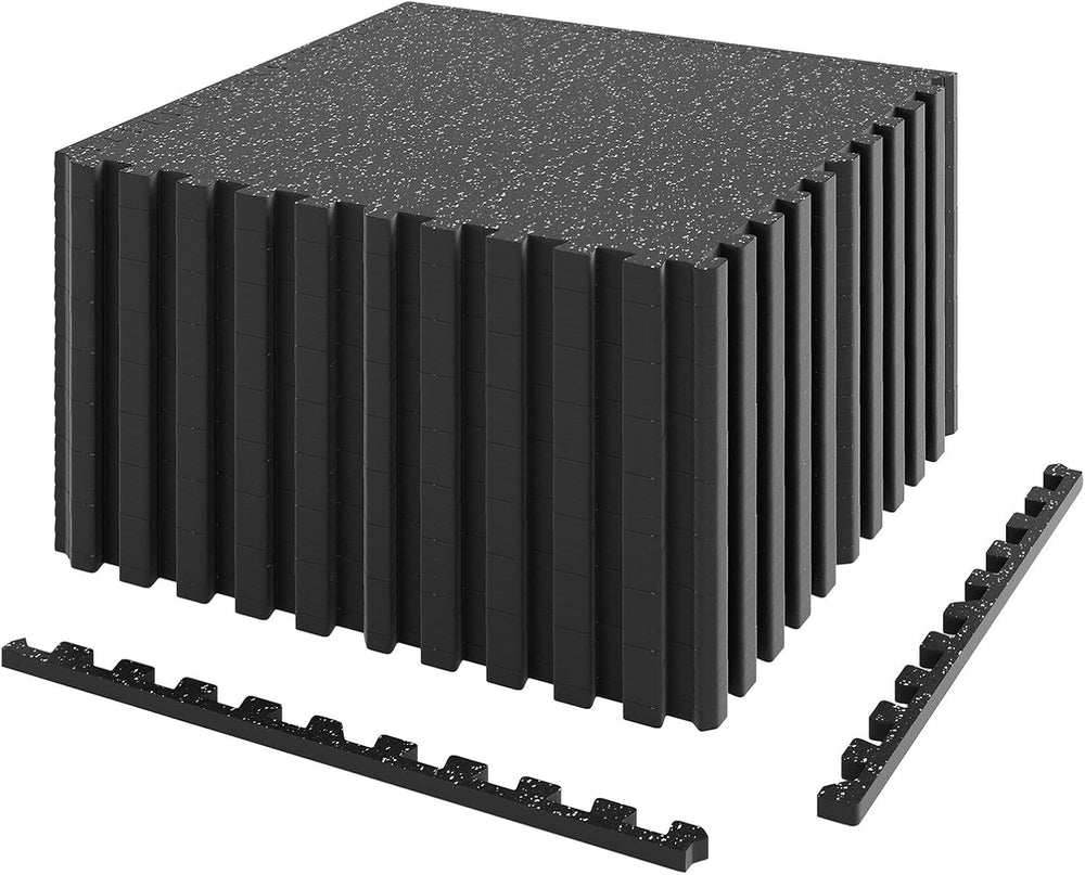 Giantex Interlocking Rubber Gym Floor Mats | 0.55'' Thick 24''x24'' Puzzle Tiles with Border Strips
