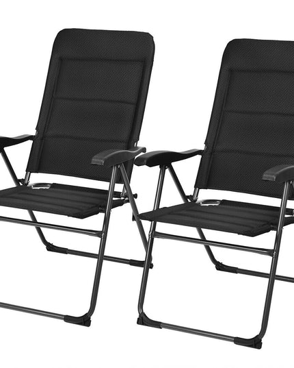 Set of 2 Patio Chairs, Folding Chairs with Adjustable Backrest