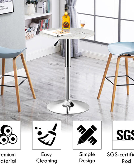 Round Pub Table Height Adjustable, 360 Swivel Cocktail Pub Table