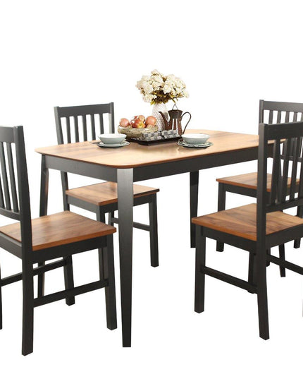 Wood Dining Table, Rectangular Kitchen Table (Walnut & Black) - Giantexus