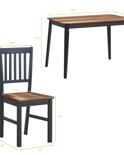 Wood Dining Table, Rectangular Kitchen Table (Walnut & Black) - Giantexus