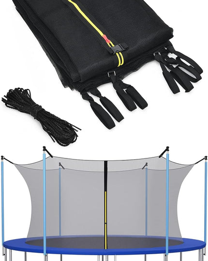 Trampoline Safety Net w/Adjustable Straps, 8 10 12 14 15 16Ft Weather-Resistant Replacement Enclosure Net