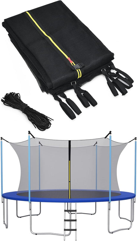 Trampoline Safety Net w/Adjustable Straps, 8 10 12 14 15 16Ft Weather-Resistant Replacement Enclosure Net
