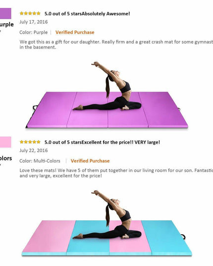 4'x8'x2 Gymnastics Mat, Folding Anti-Tear Gymnastics Panel Mats w/Carrying Handles - Giantexus