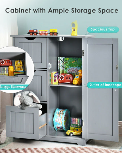 Bathroom Floor Cabinet, Wooden Storage Cabinet - Giantexus
