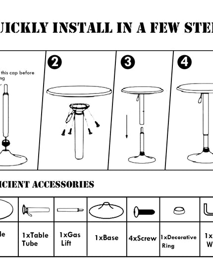 Round Pub Table Height Adjustable, 360 Swivel Cocktail Pub Table