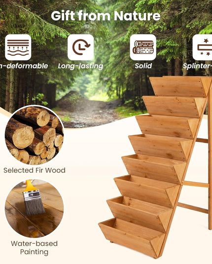 Giantex 8-Tier Wooden Vertical Raised Garden Bed with Legs for Herbs Vegetables Fruits (1/2)