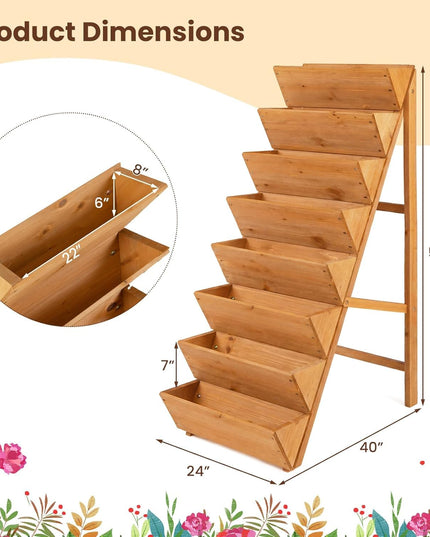 Giantex 8-Tier Wooden Vertical Raised Garden Bed with Legs for Herbs Vegetables Fruits (1/2)