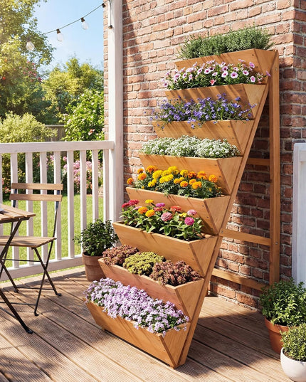 Giantex 8-Tier Wooden Vertical Raised Garden Bed with Legs for Herbs Vegetables Fruits (1/2)