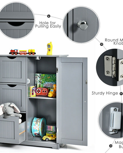 Bathroom Floor Cabinet, Wooden Storage Cabinet - Giantexus
