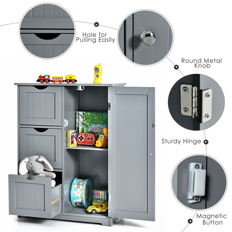 Bathroom Floor Cabinet, Wooden Storage Cabinet - Giantexus