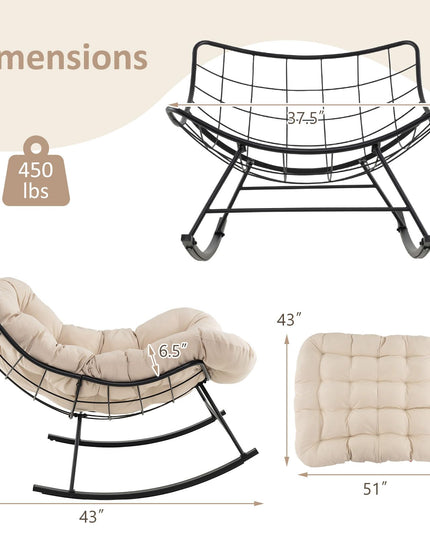 Giantex Indoor Oversized Egg Papasan Chair with Padded Cushion 450 lbs Capacity