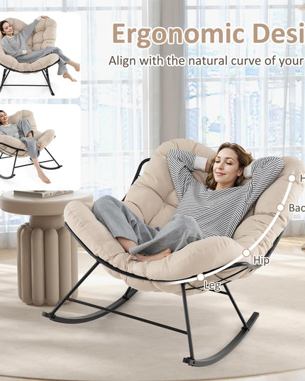 Giantex Indoor Oversized Egg Papasan Chair with Padded Cushion 450 lbs Capacity