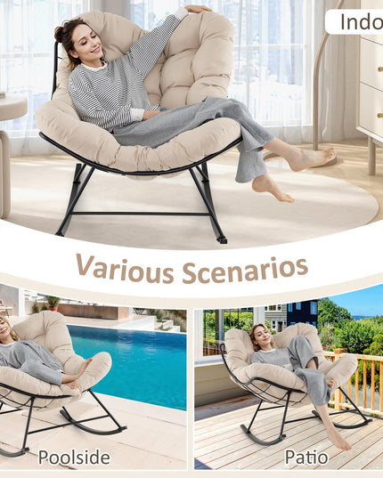 Giantex Indoor Oversized Egg Papasan Chair with Padded Cushion 450 lbs Capacity