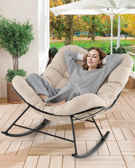 Giantex Indoor Oversized Egg Papasan Chair with Padded Cushion 450 lbs Capacity