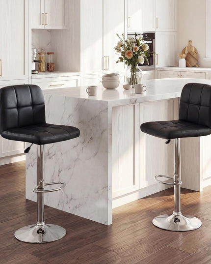 Giantex Modern Faux Leather Upholstered Swivel Bar Stools Set of 2/4 with Back & Footrest