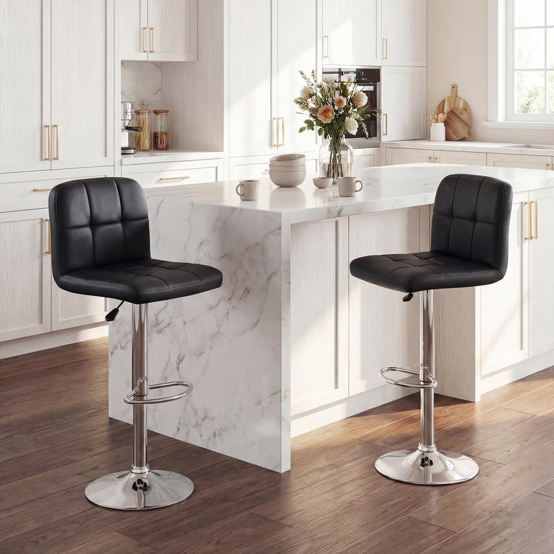 Giantex – Lot de 2 ou 4 tabourets de bar pivotants modernes en similicuir rembourré avec dossier et repose-pieds