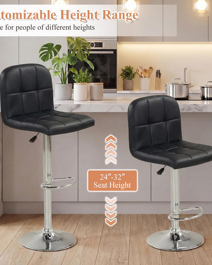 Giantex Modern Faux Leather Upholstered Swivel Bar Stools Set of 2/4 with Back & Footrest