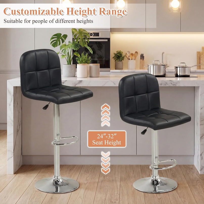 Giantex – Lot de 2 ou 4 tabourets de bar pivotants modernes en similicuir rembourré avec dossier et repose-pieds