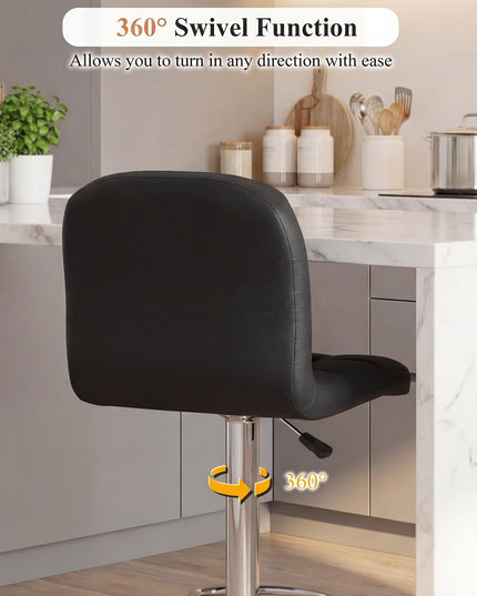 Giantex Modern Faux Leather Upholstered Swivel Bar Stools Set of 2/4 with Back & Footrest