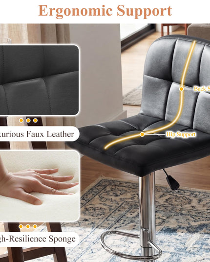 Giantex Modern Faux Leather Upholstered Swivel Bar Stools Set of 2/4 with Back & Footrest