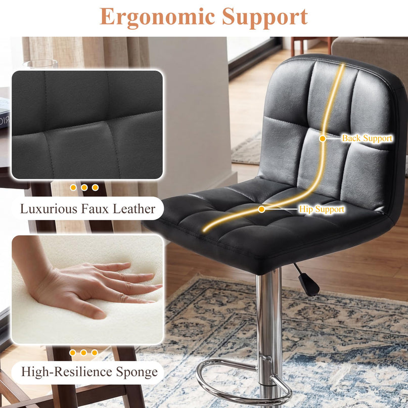 Giantex – Lot de 2 ou 4 tabourets de bar pivotants modernes en similicuir rembourré avec dossier et repose-pieds