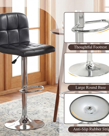 Giantex Modern Faux Leather Upholstered Swivel Bar Stools Set of 2/4 with Back & Footrest