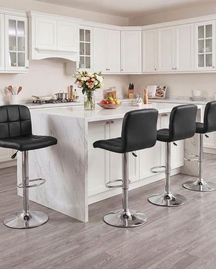 Giantex Modern Faux Leather Upholstered Swivel Bar Stools Set of 2/4 with Back & Footrest