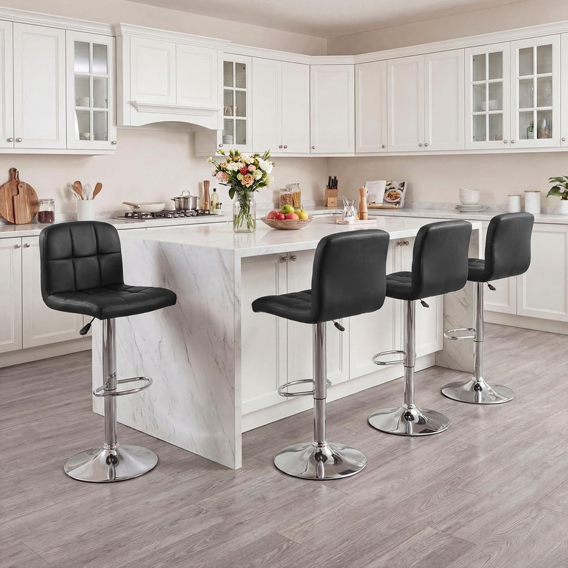 Giantex – Lot de 2 ou 4 tabourets de bar pivotants modernes en similicuir rembourré avec dossier et repose-pieds