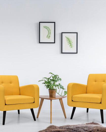 Set of 2 Modern Upholstered Accent Chairs - Giantex
