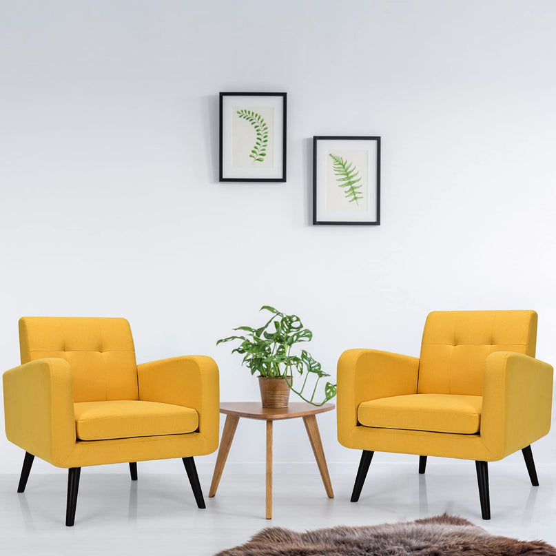 Set of 2 Modern Upholstered Accent Chairs - Giantex
