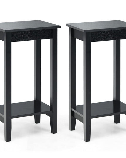 Giantex 2-Tier End Table Tall Nightstand, Simple Design Sofa Bedside Table