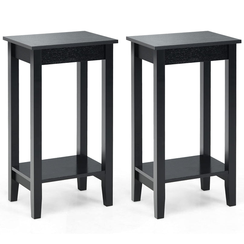 Giantex 2-Tier End Table Tall Nightstand, Simple Design Sofa Bedside Table