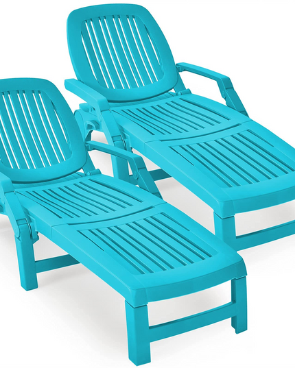Chaise Lounge Outdoor,Foldable Sun Lounger with Wheels