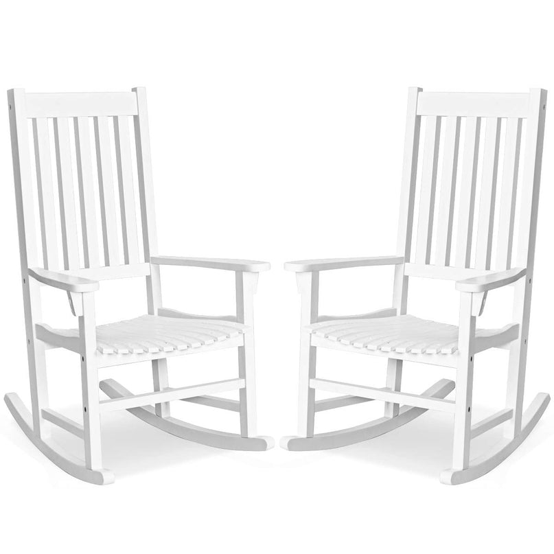 Giantex Rocking Chair Acacia Wood Frame Outdoor& Indoor