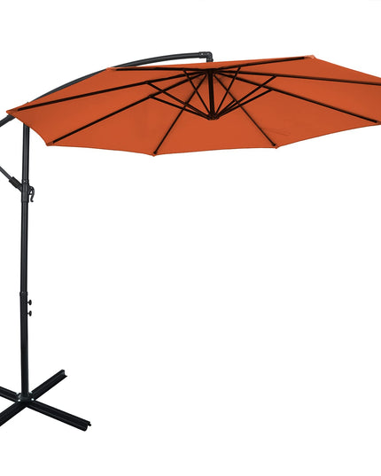 Giantex 10FT Patio Offset Umbrella, 8 Ribs Cantilever Umbrella Outdoor w/Crank, Cross Base