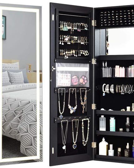 CHARMAID Jewelry Cabinet with LED Touch Screen Mirror