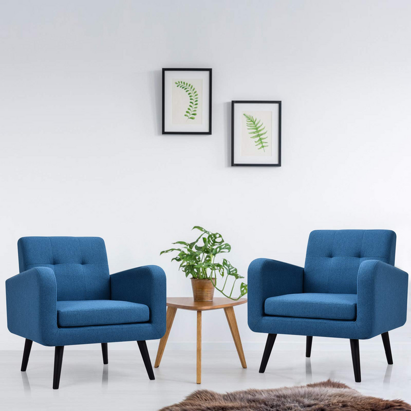 Set of 2 Modern Upholstered Accent Chairs - Giantex