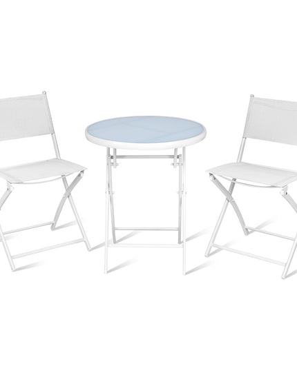 Giantex Bistro Table Set, 3 Piece Patio Bistro Set, Outdoor Folding Table and Chairs